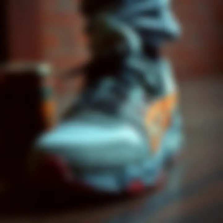 Intricate Design Features of Modern Sneakers A close-up view of a stylish sneaker showcasing its intricate design features.