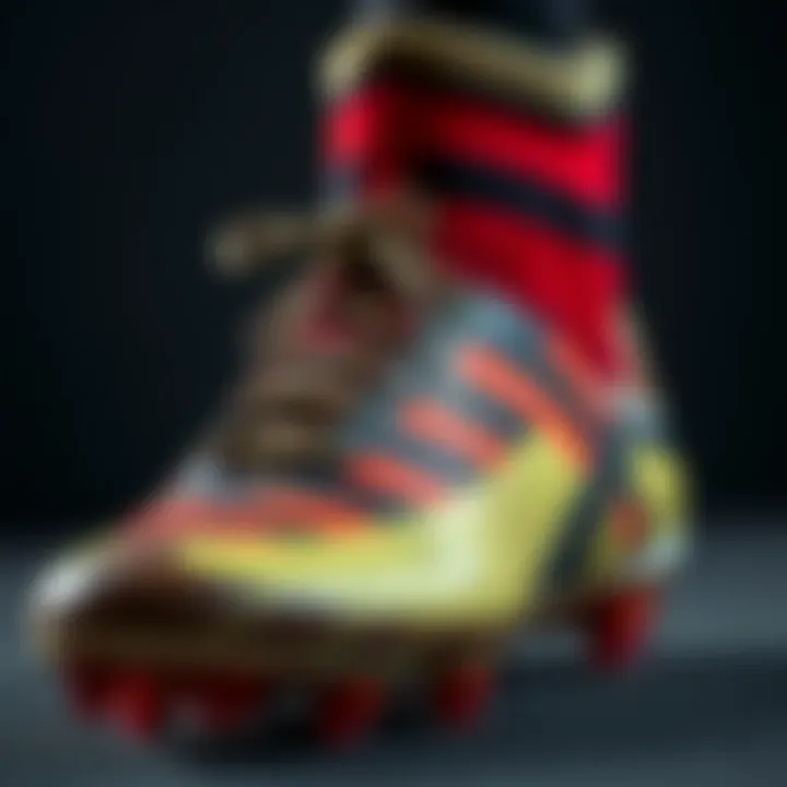 A close-up of innovative design features in street football boots