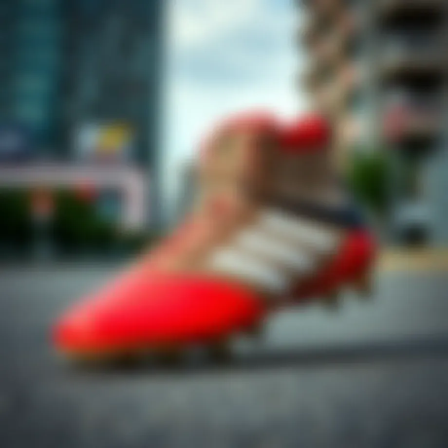 Stylish street football boots showcased on a urban background