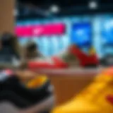 Stylish sports shoes on display