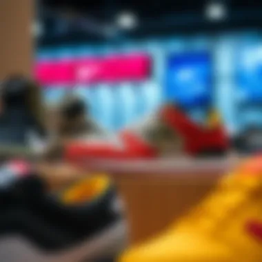 Trendy Sports Footwear Stylish sports shoes on display