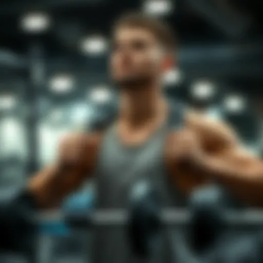 Demonstration of chest press technique with weights