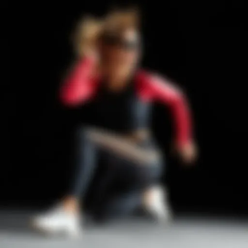 Stylish Activewear in Motion Dynamic athletic pose showcasing stylish activewear emphasizing hip design.