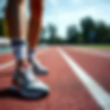 An athlete testing performance features of different sports shoes on a track