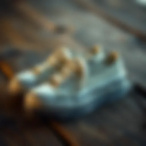 Stylish canvas footwear on a rustic wooden surface