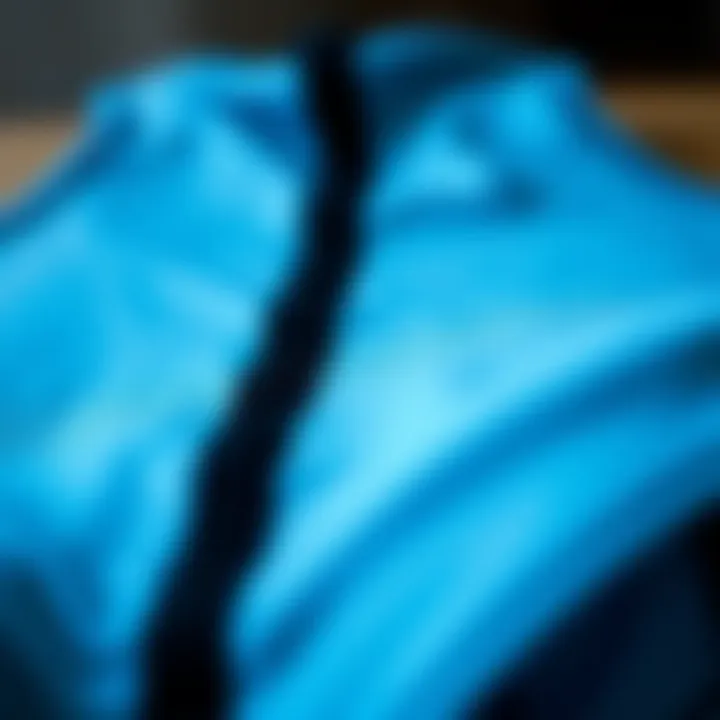 Close-up of innovative swimsuit fabric highlighting advanced technology.