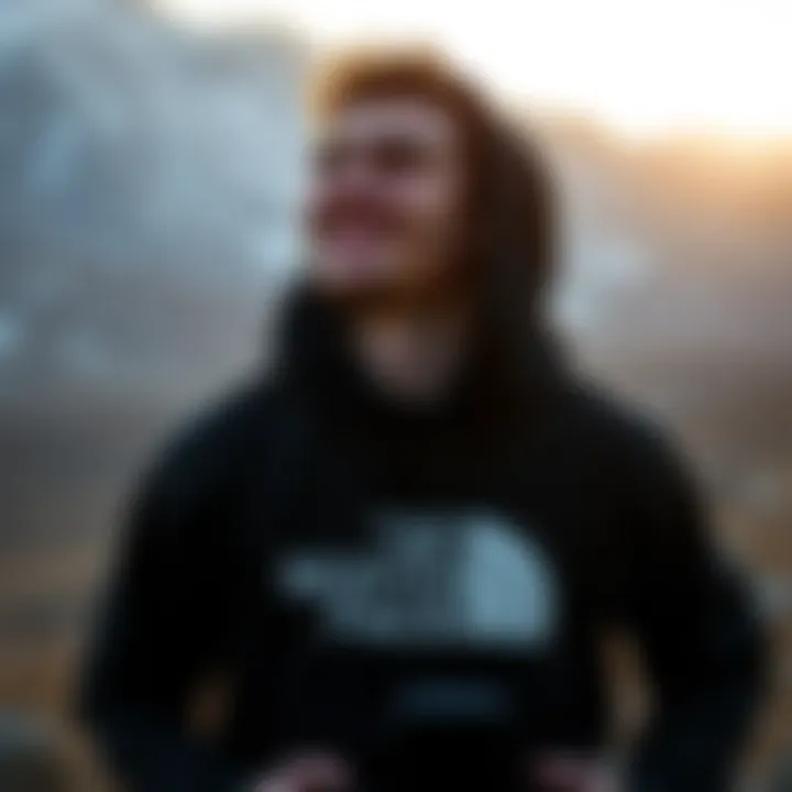 Comfortable Active Lifestyle with The North Face Hoodie User enjoying comfort in The North Face hoodie during an active lifestyle