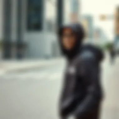 Stylish appearance of The North Face Kazak in an urban environment