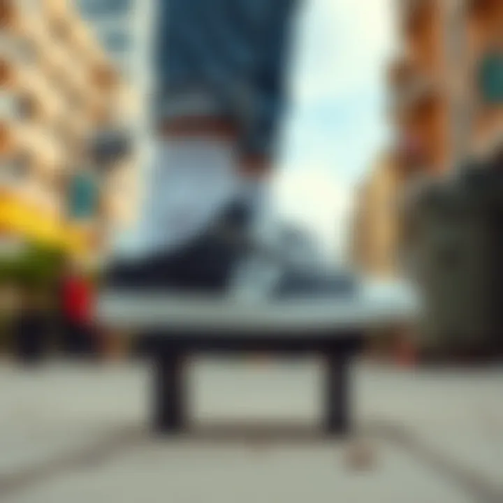 Trendy canvas shoes displayed in an urban environment