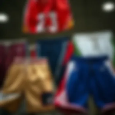 Comparison of Basketball Shorts from Various Brands A variety of basketball shorts from different brands displayed together